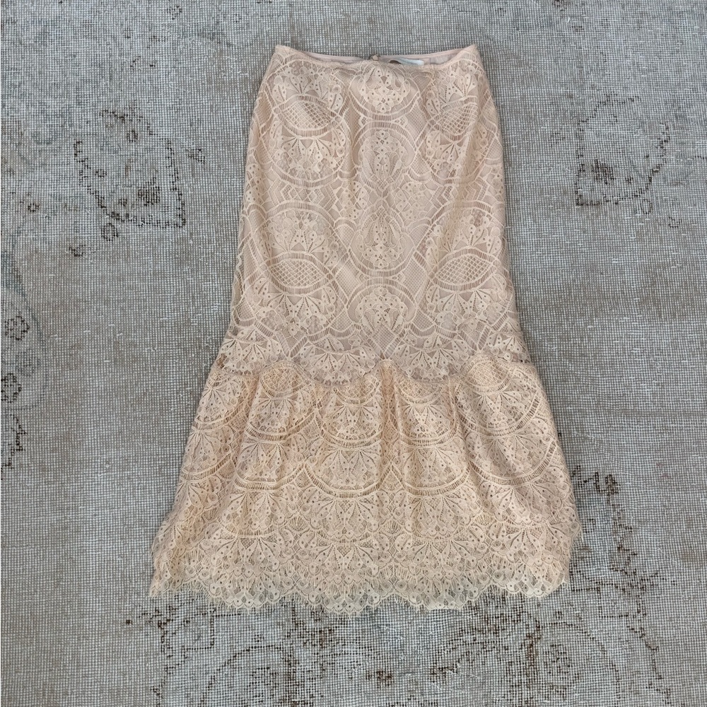 Jonathan Simkhai Blush Lace Mermaid Midi Skirt